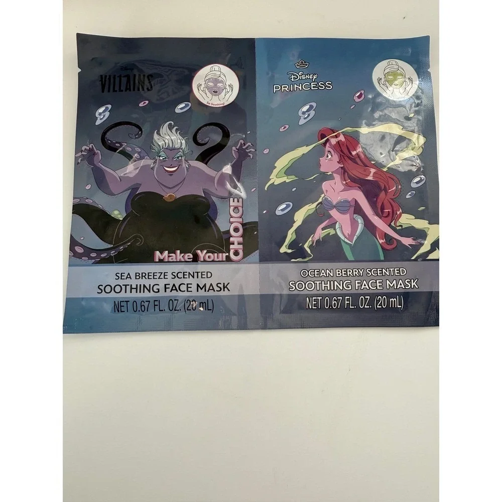 Disney Villains Ursula Makeup Brush Set‎ 7pc Face Masks and Enamel Pin Bundle